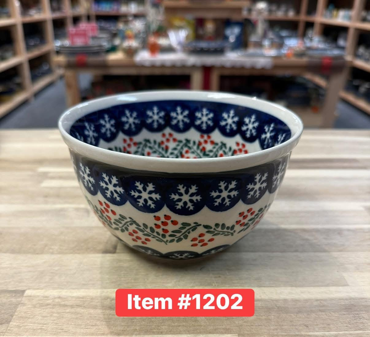 Polish Pottery Traditional Snowflake Pattern Serving Bowl