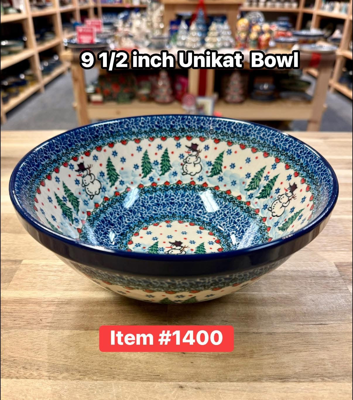 Polish Pottery Unikat 4661 Snowman Mixing Bowl