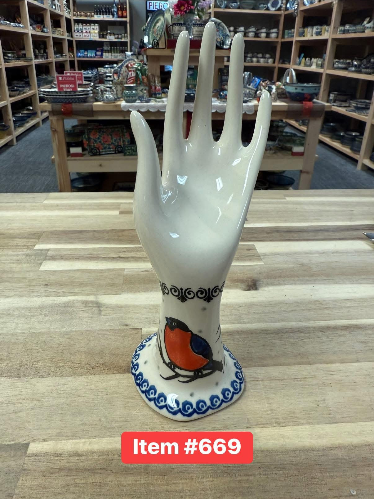 Polish Pottery CerRaf Jewelry Hand Red Birds