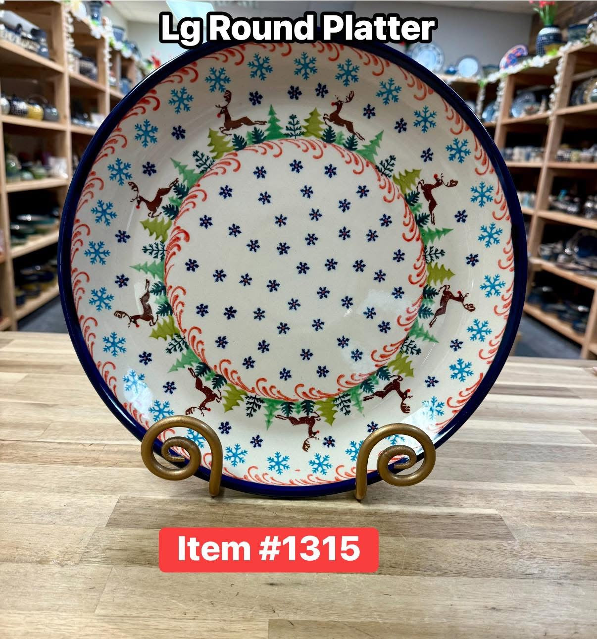 Polish Pottery Reindeer Lg Platter
