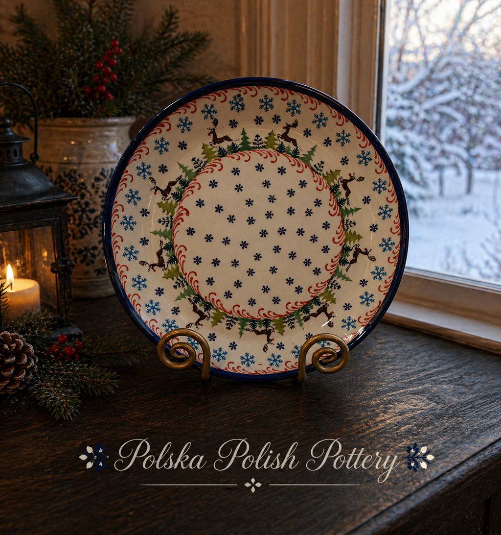 Polish Pottery Reindeer Lg Platter