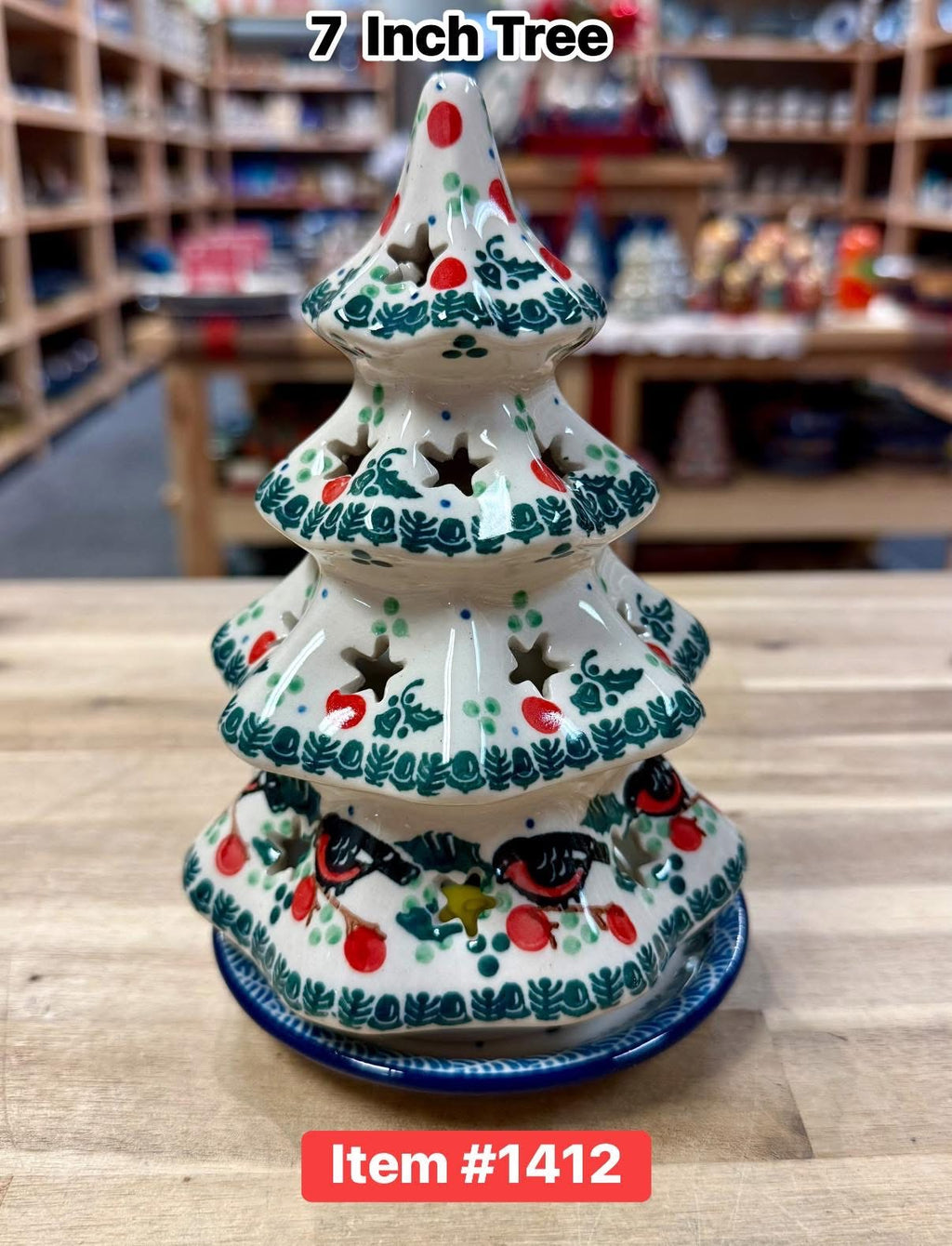 Polish Pottery Trad. Red Bd Med Tree