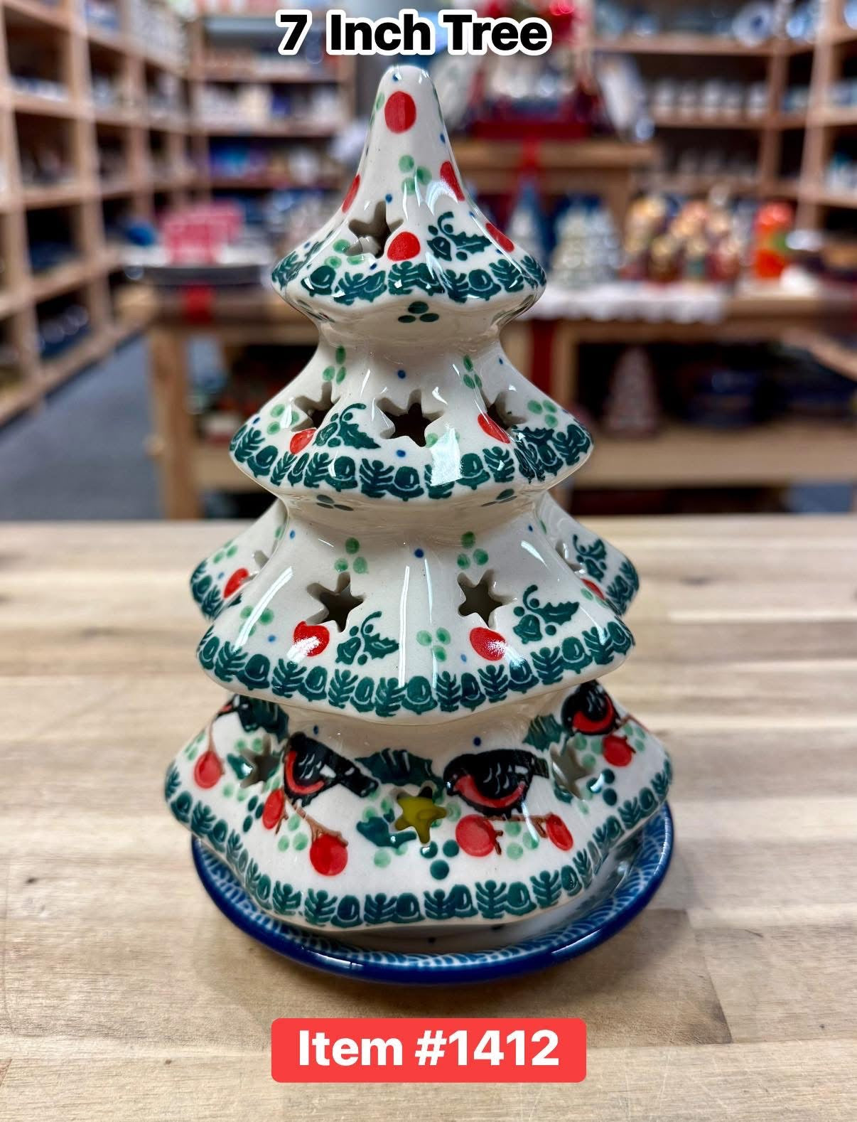 Polish Pottery Trad. Red Bd Med Tree