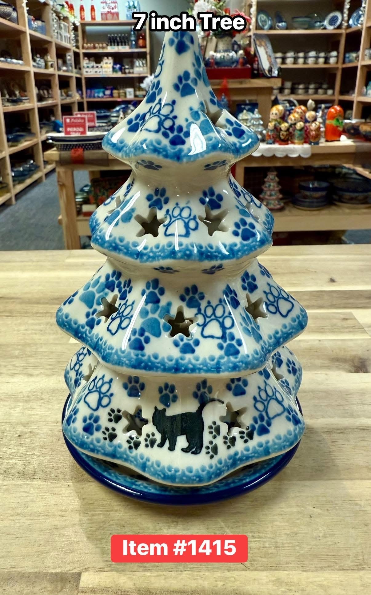 Polish Pottery Black Cat Tree