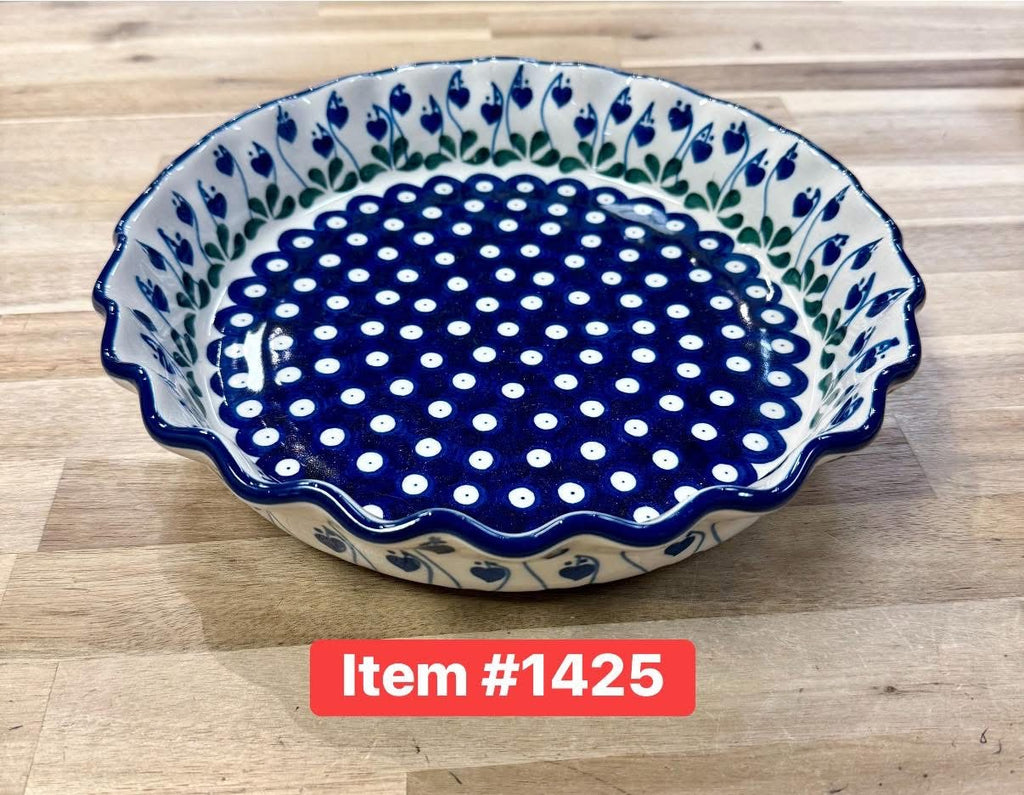 Polish Pottery Drop Hearts Pie Plate