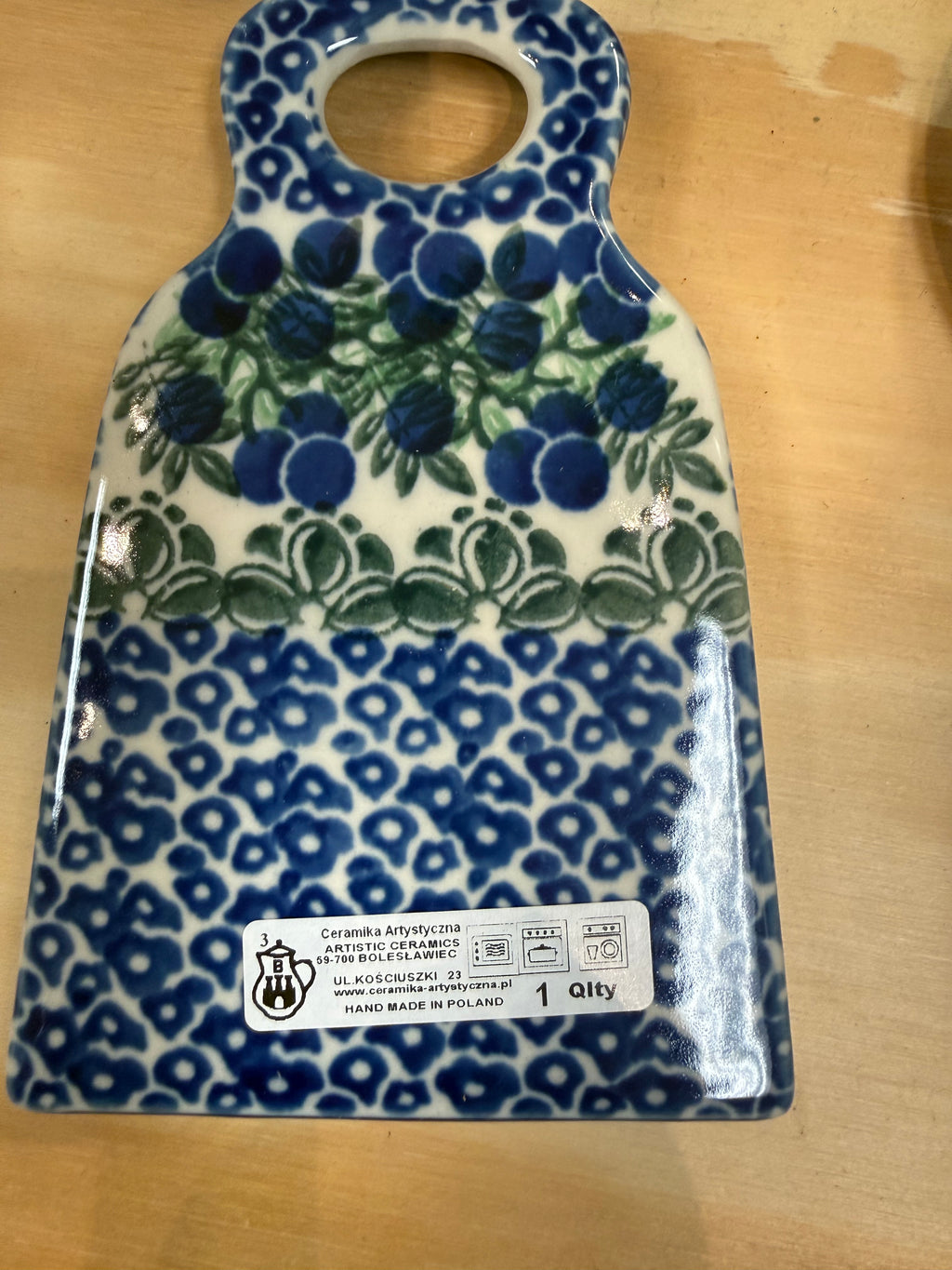 Polish Pottery Grater/Zester - Traditional Blueberries