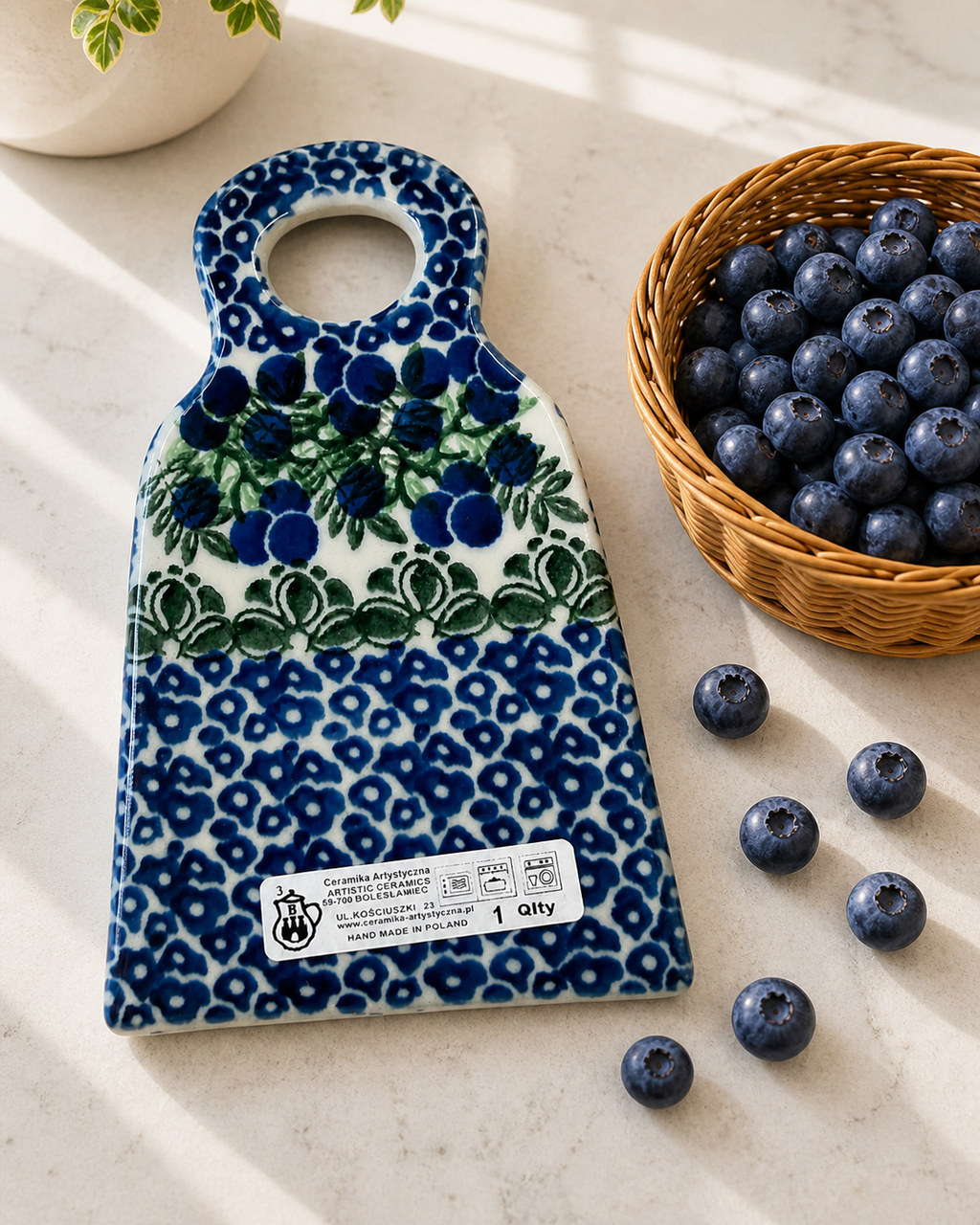 Polish Pottery Grater/Zester - Traditional Blueberries