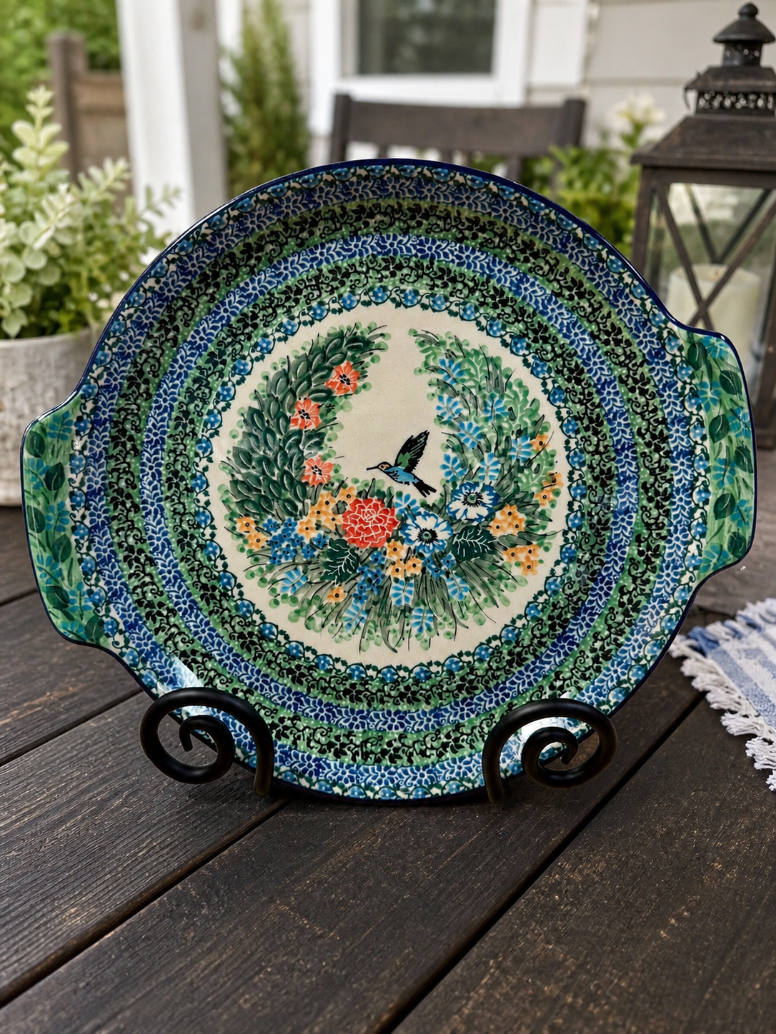 Polish Pottery Unikat 3271(Hummingbird) Tray
