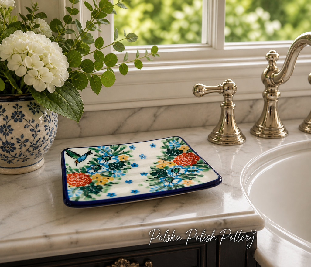 Polish pottery Unikat 3271(Hummingbird) Soap Dish