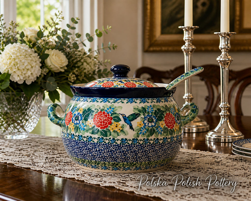 Polish Pottery 3271Unikat Soup Tureen & Ladle