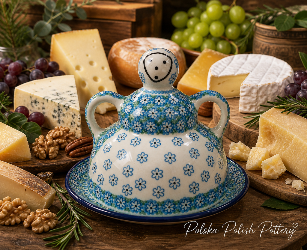 Polish Pottery Cheese Lady -  Traditional Fresh Flowers