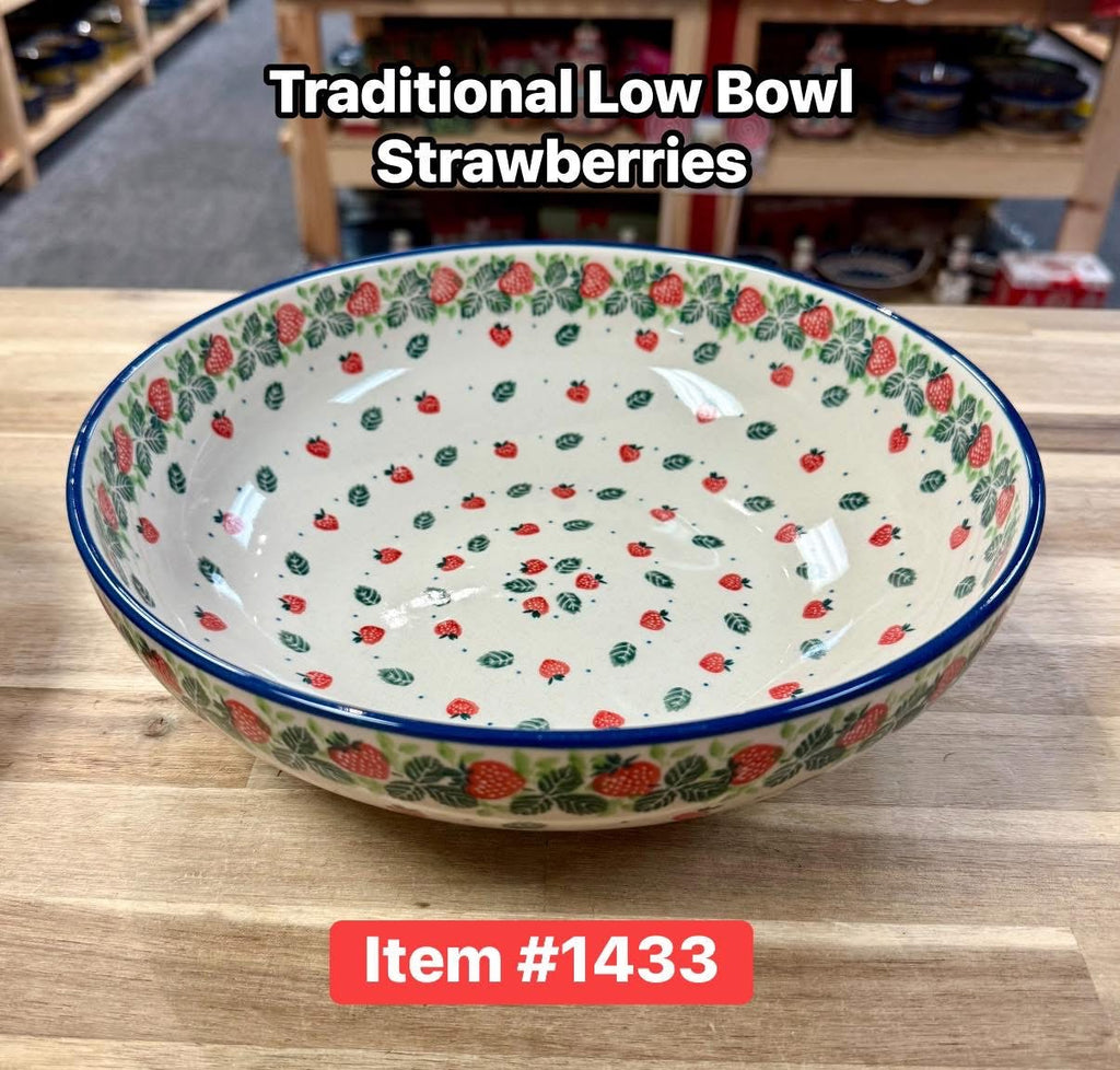 Polish Pottery Trad. Strawberry Low Bowl