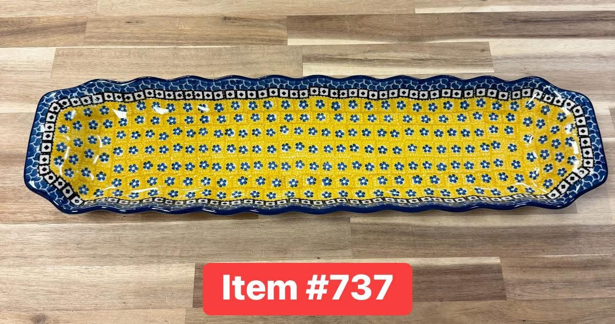 Polish Pottery Traditional Yellow/Blue Long Bread Tray