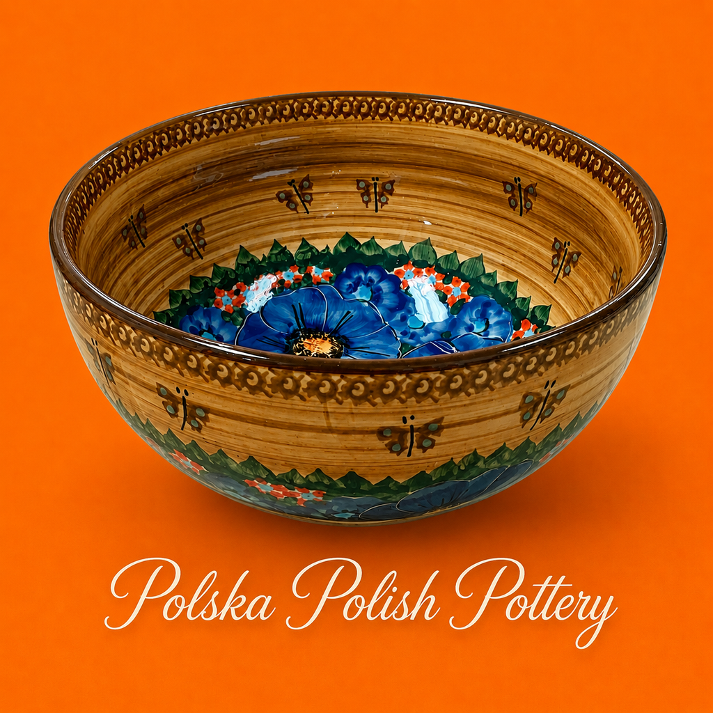 Polish Pottery Unikat CerRaf( Brwn/Bl) Bowl