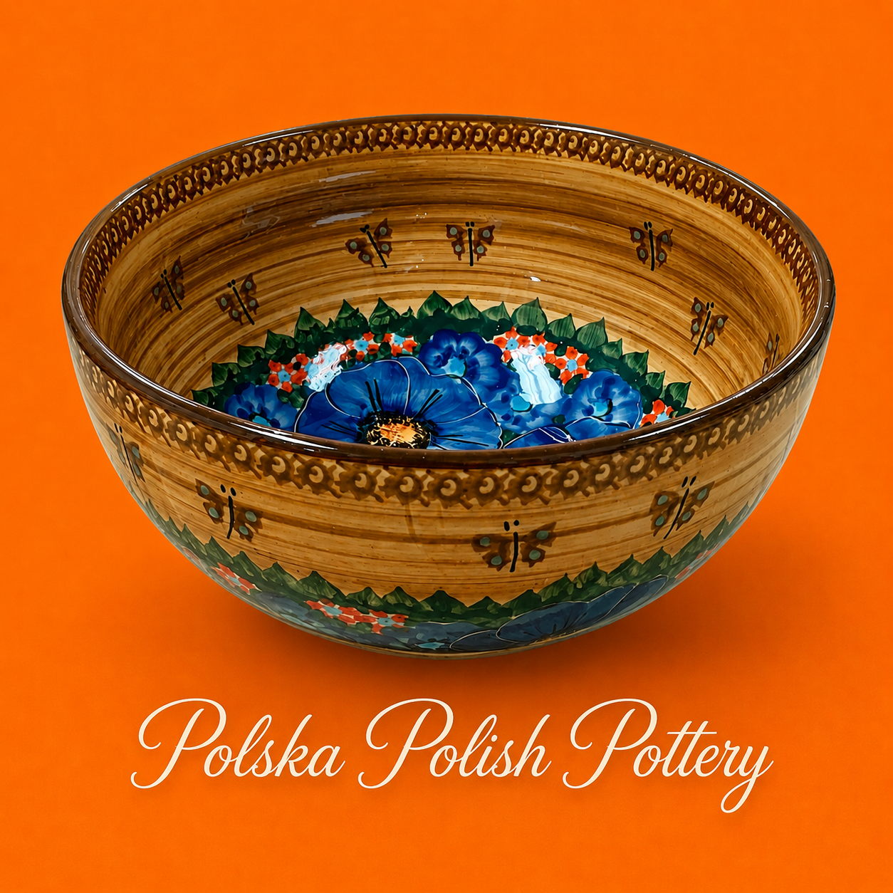 Polish Pottery Unikat CerRaf( Brwn/Bl) Bowl