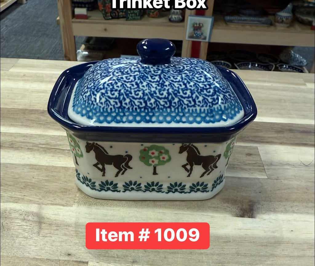 Polish Pottery Traditional(Horses) Trinket Box