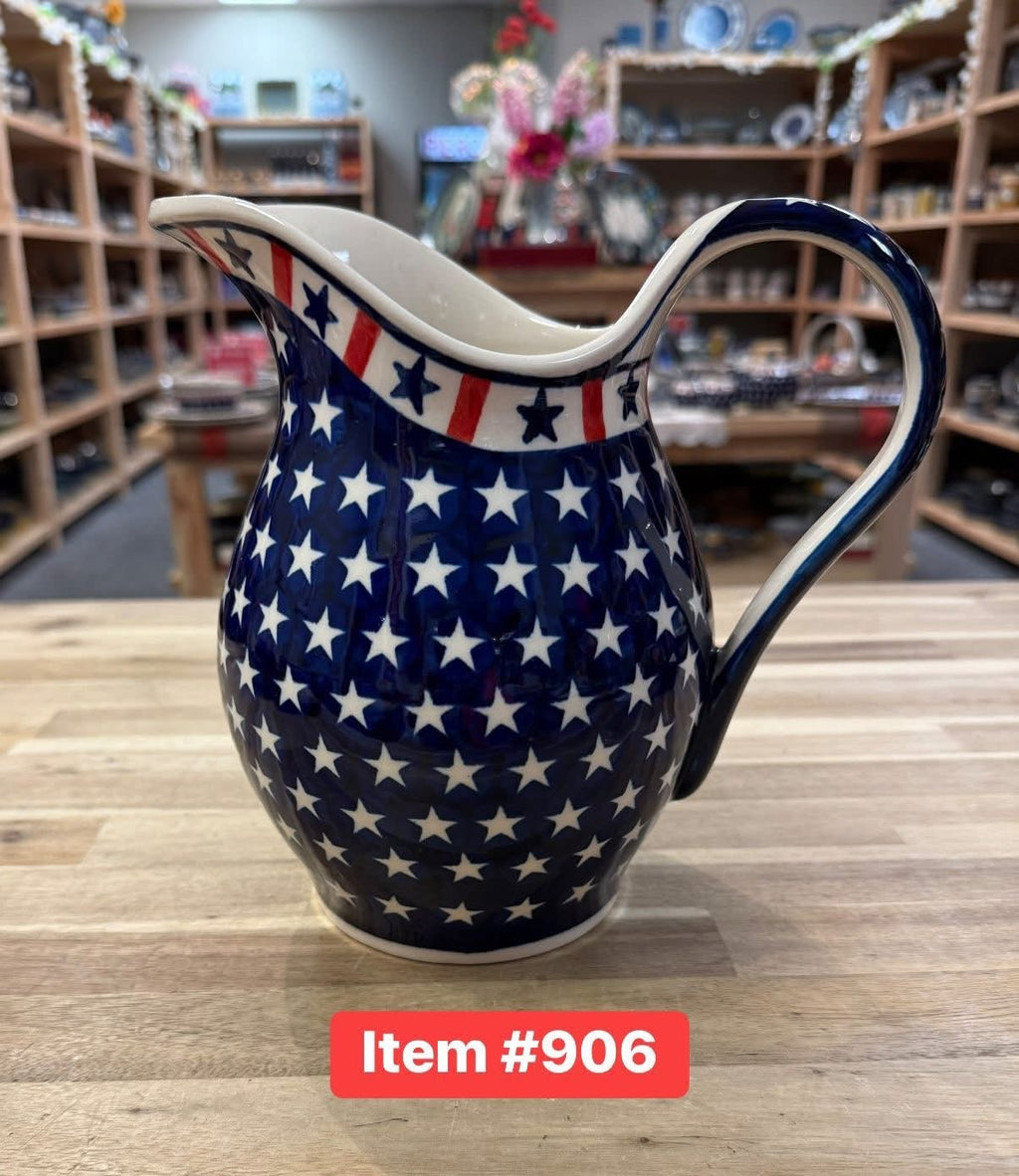 Polish Pottery Trad. Stars & Stripes Pitcher