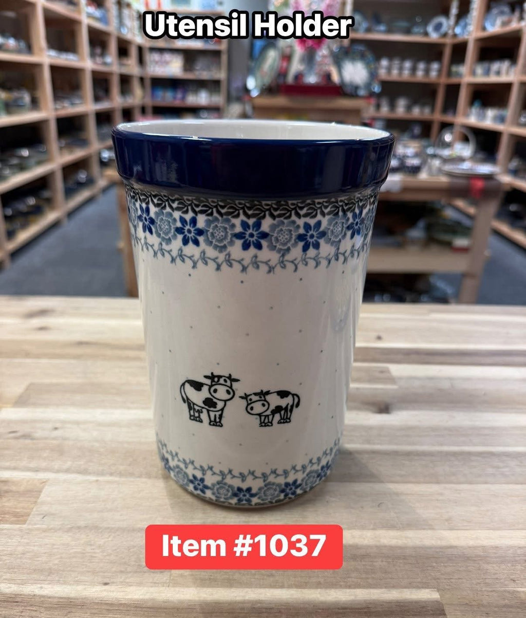Polish Pottery Traditional Cow Utensil Holder