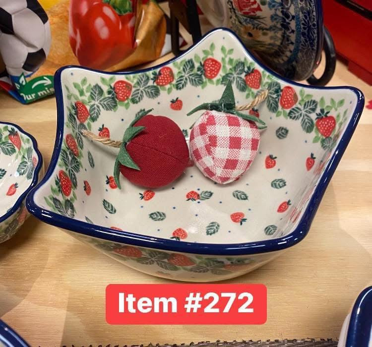Polish Pottery Strawberry Pointed Bowl