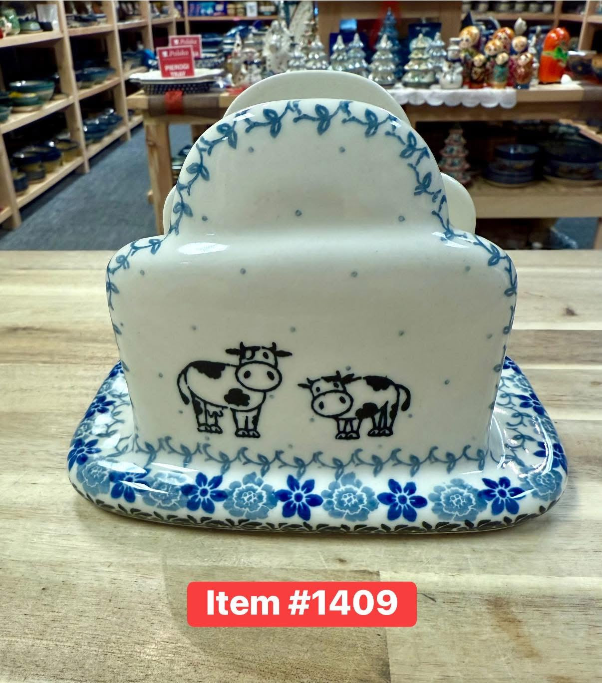 Polish Pottery Traditional Cow Napkin Holder