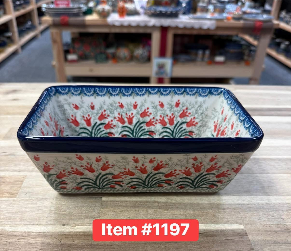 Polish Pottery Traditional(RedTulips) Bread Pan