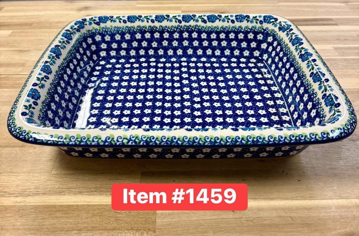 Polish Pottery Traditional(Blue Flwr Vine) Lg Casserole/Lasagna Pan
