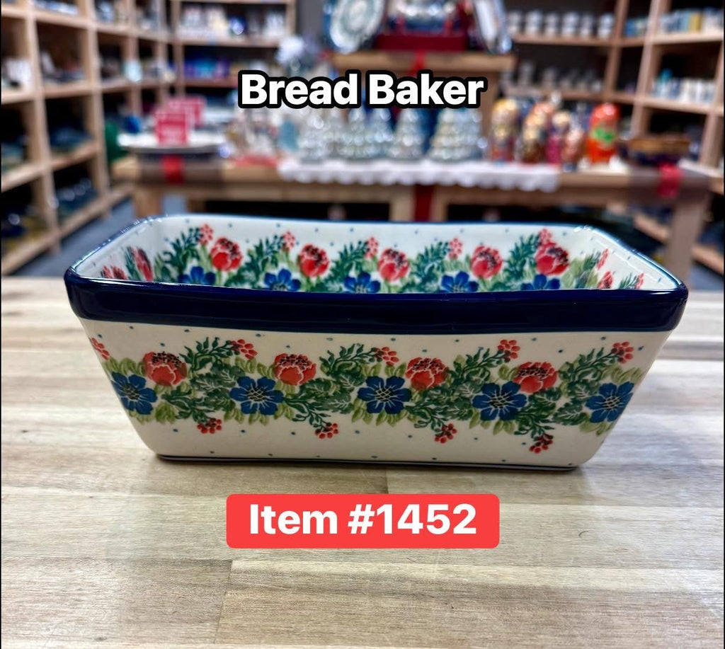 Polish Pottery Traditional(Red Flwrs) Bread Pan