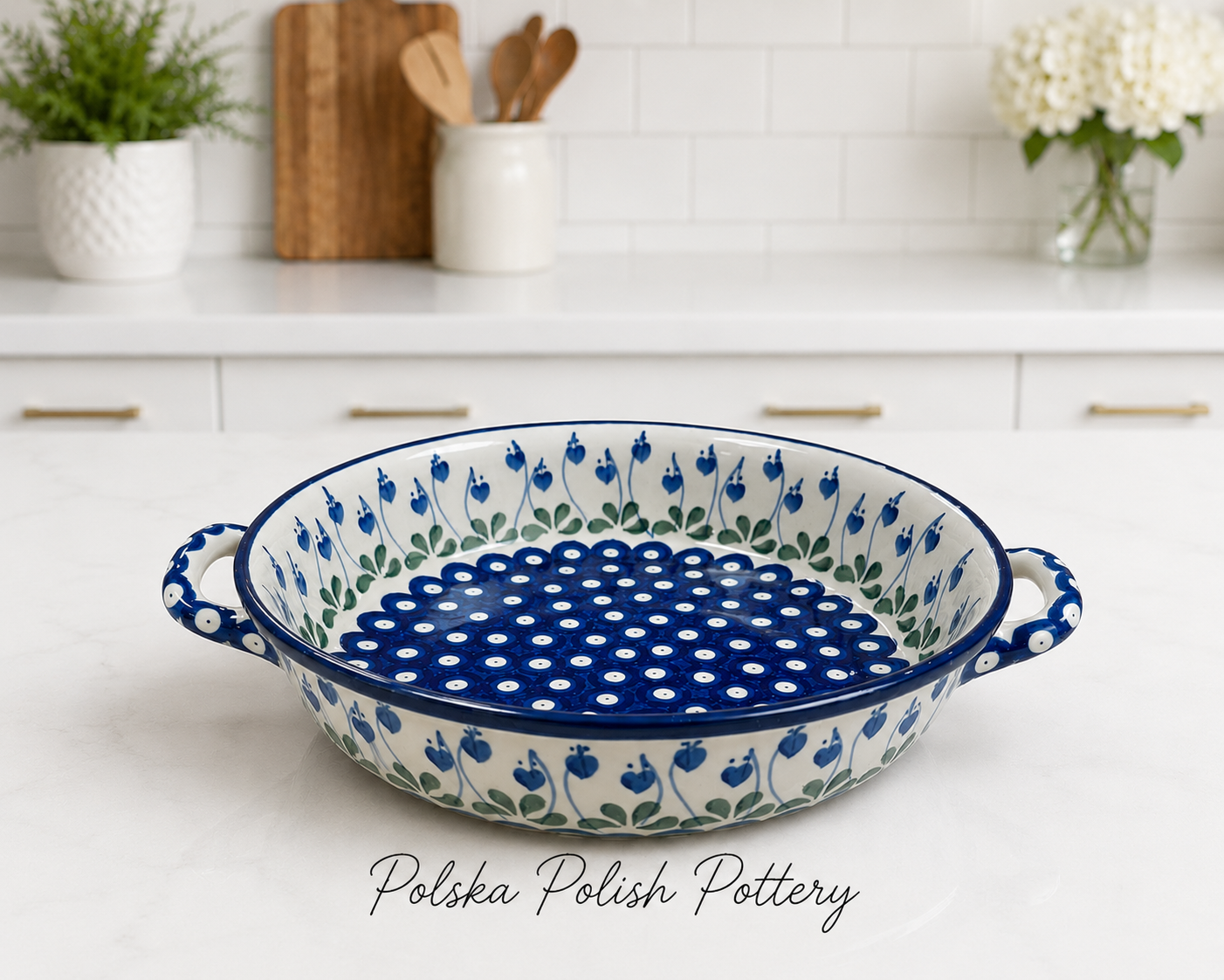 Polish Pottery Kielbasa Dish - Traditional Drop Hearts