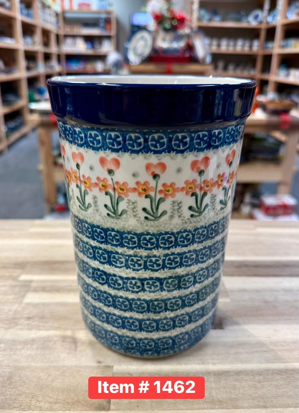 Polish Pottery Traditional(Peach Flowers) Utensil Holder