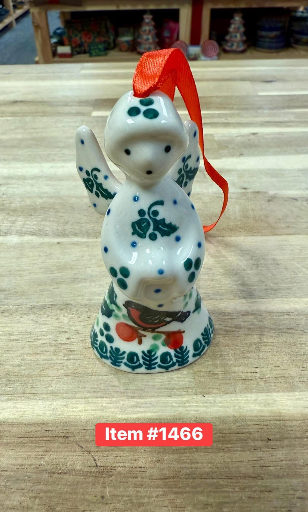 Polish Pottery Traditional(Red Bird) Angel Ornament