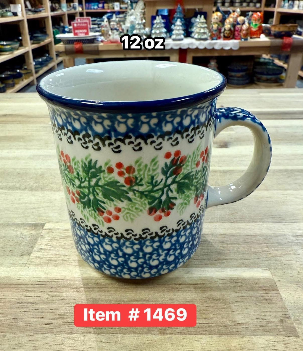Polish Pottery Traditional(Holly) 12 oz Mug