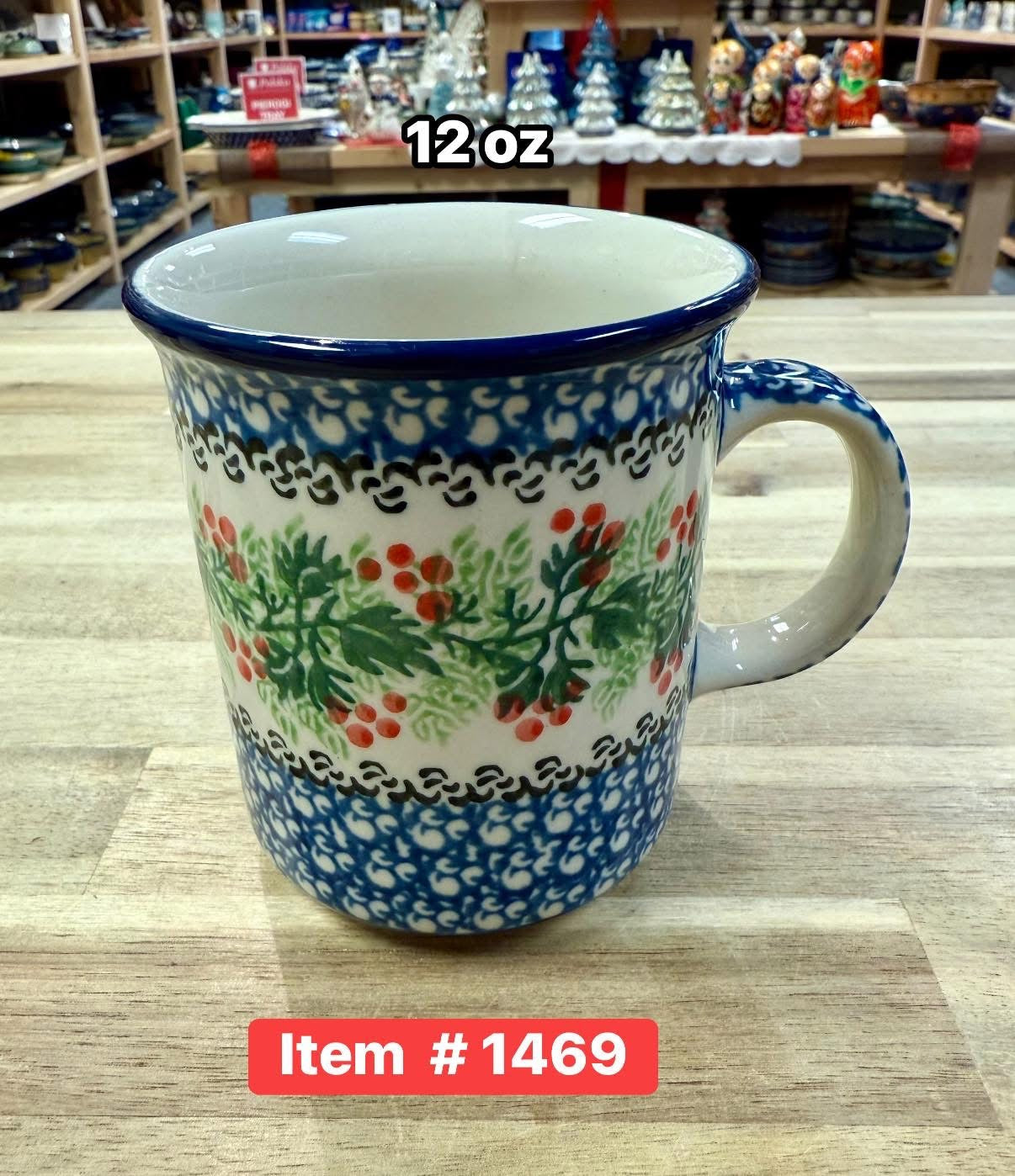 Polish Pottery Traditional(Holly) 12 oz Mug