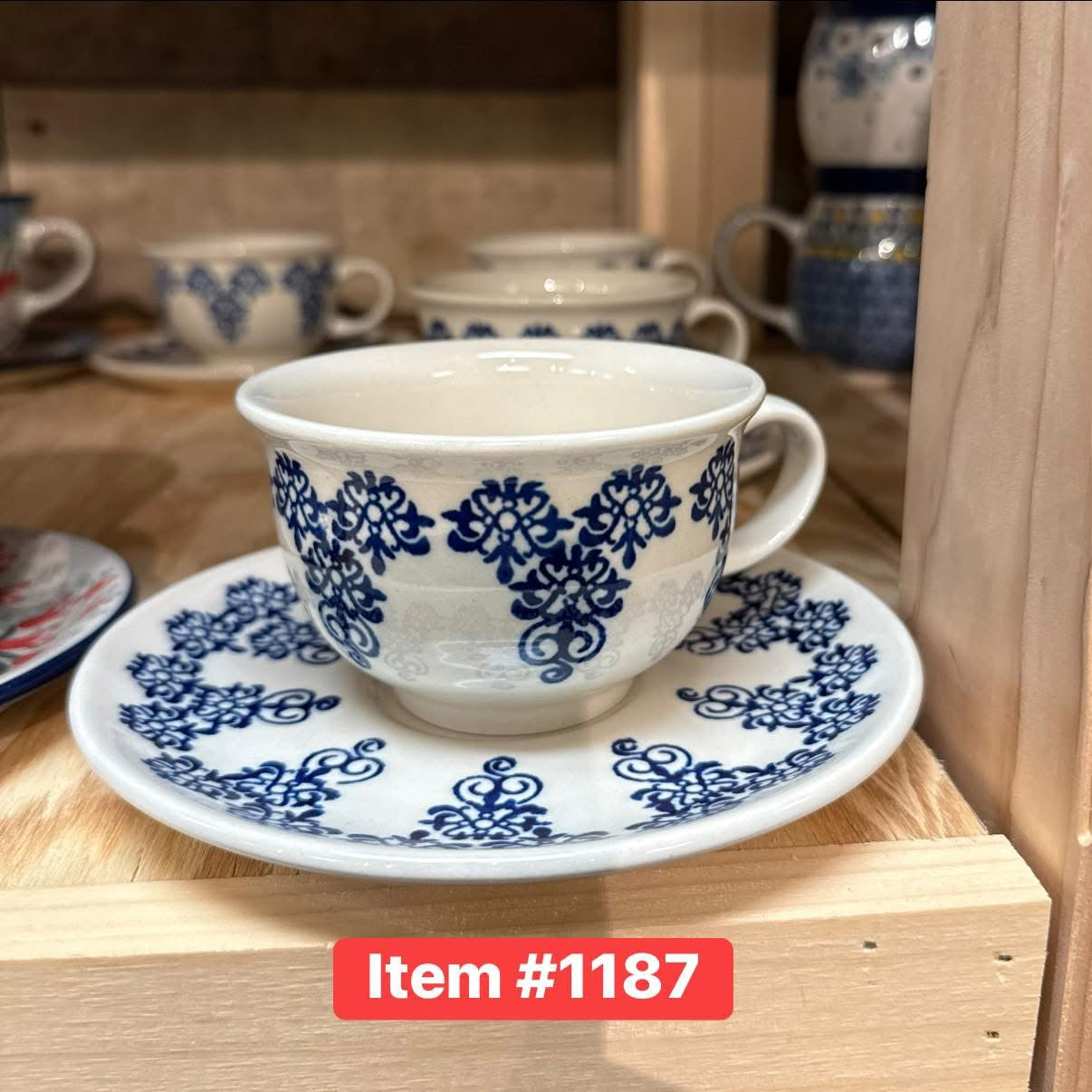 Polish Pottery Traditional Zaklady Teacup & Saucer