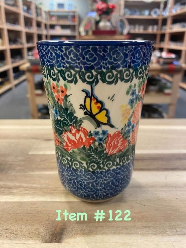 Polish Pottery Unikat 3282( Yellow Butterfly) Tumbler
