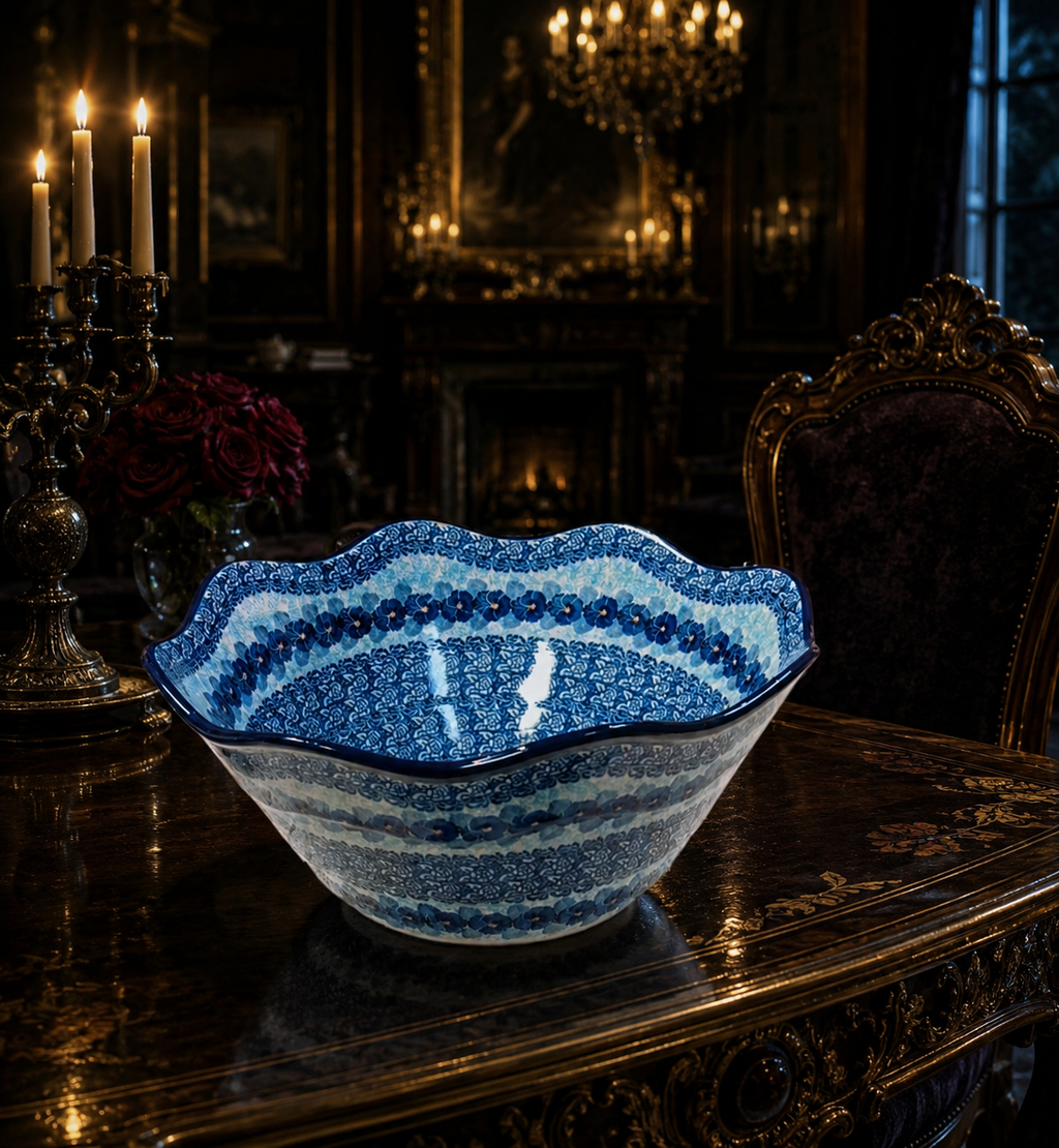 Polish Pottery Scalloped Bowl - Unikat 3639