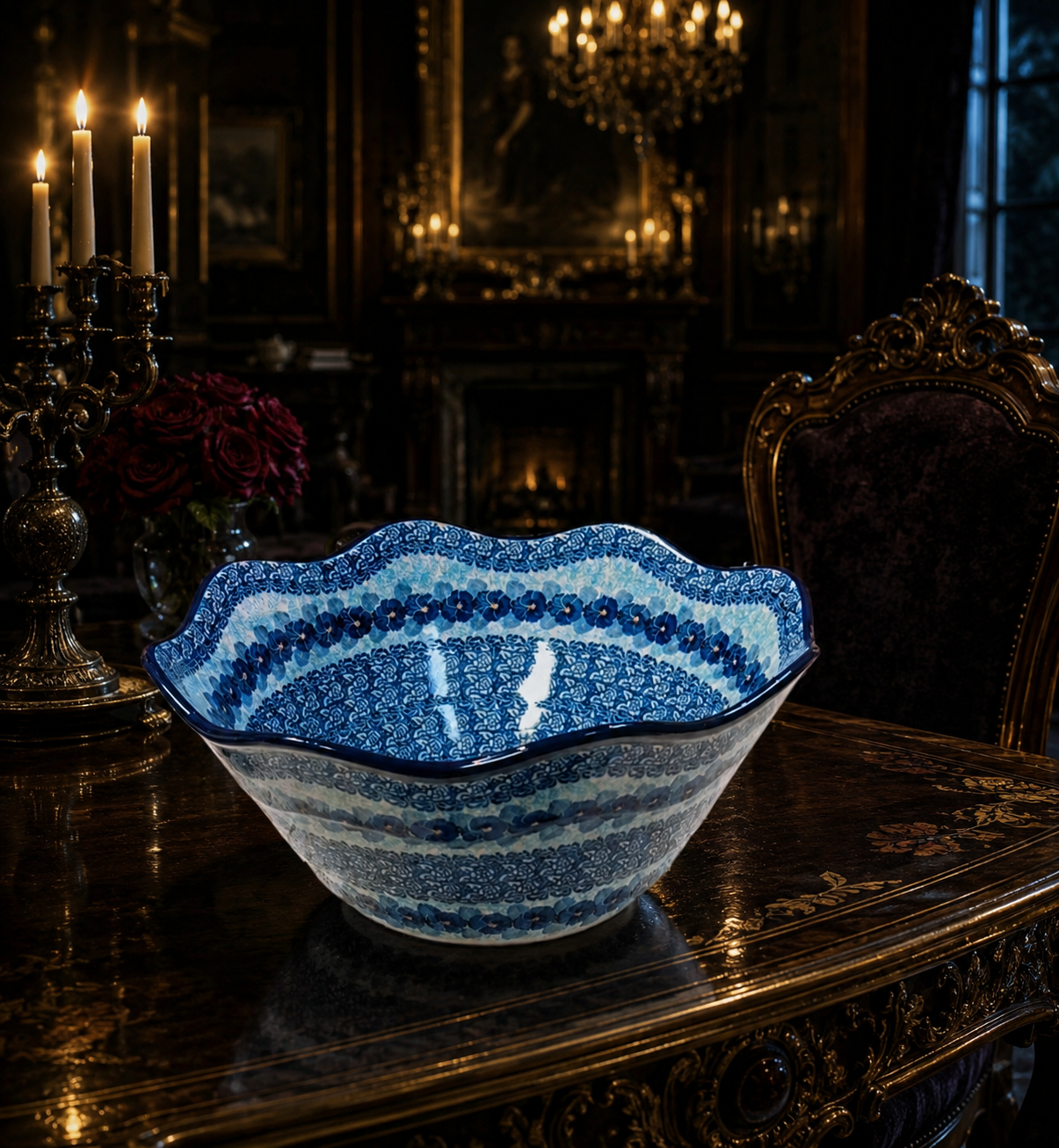 Polish Pottery Scalloped Bowl - Unikat 3639