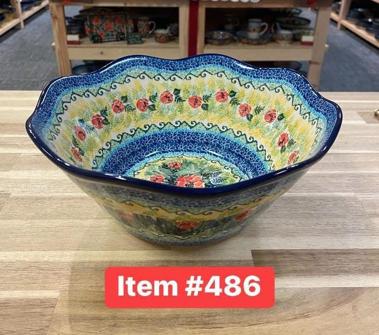 Polish Pottery Unikat 4610 Scalloped Bowl