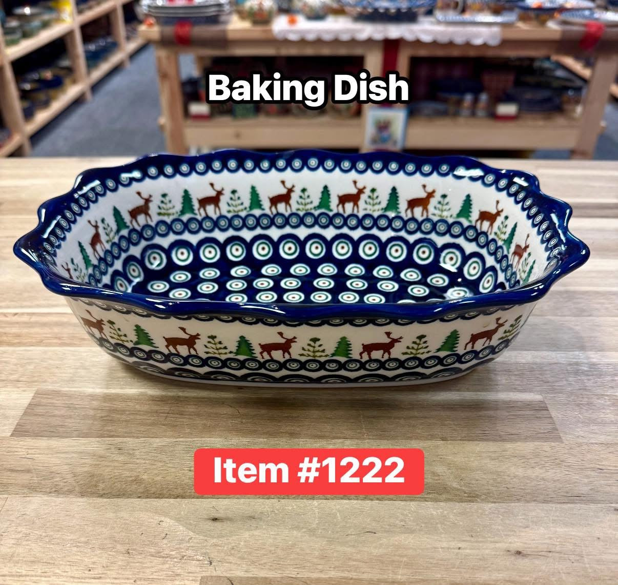 Polish Pottery Traditional(Deer/Cabin) Baker/Server