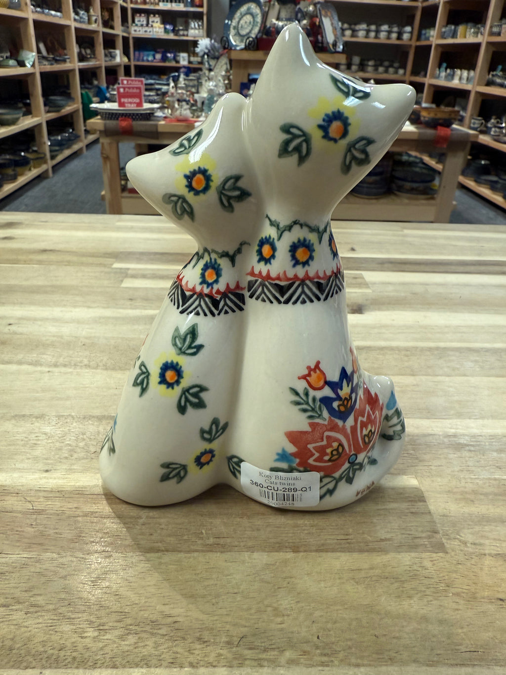 Polish Pottery Hugging Cats