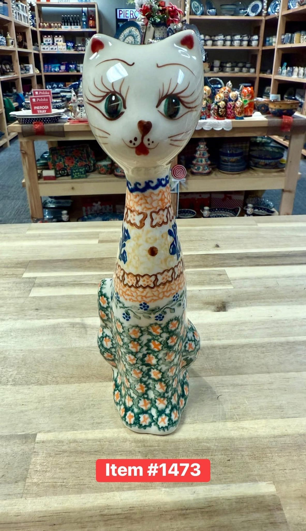 Polish Pottery Unikat Vena Cat Figurine