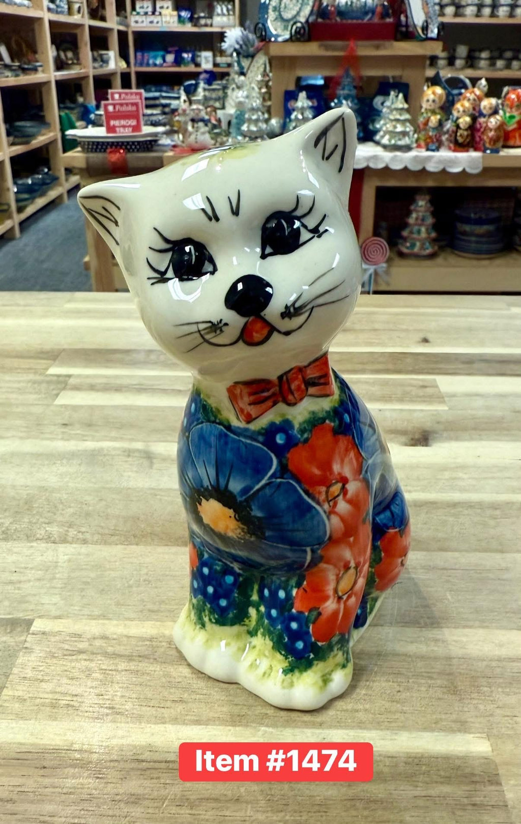 Polish Pottery Unikat CerRaf Cat Figurine