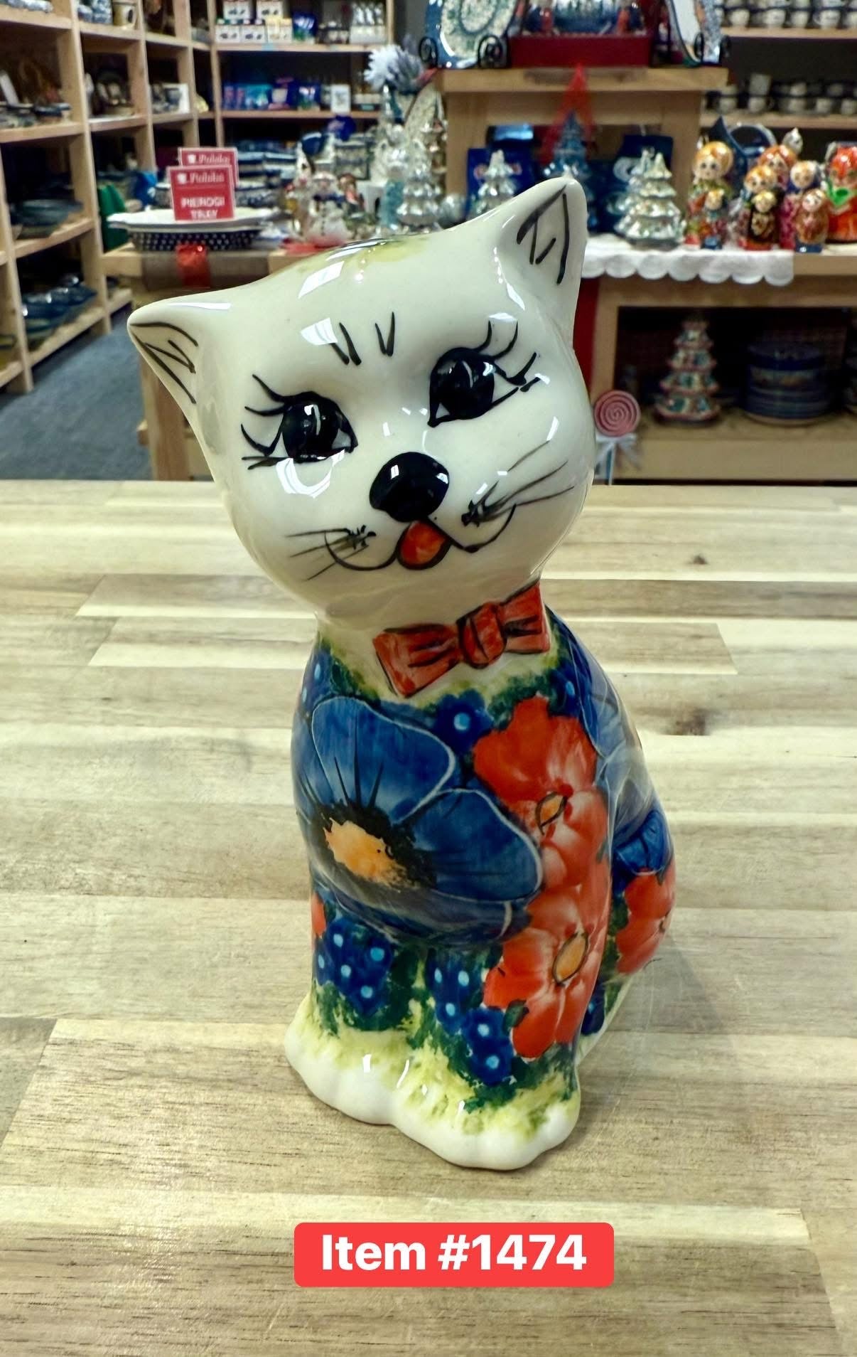 Polish Pottery Unikat CerRaf Cat Figurine