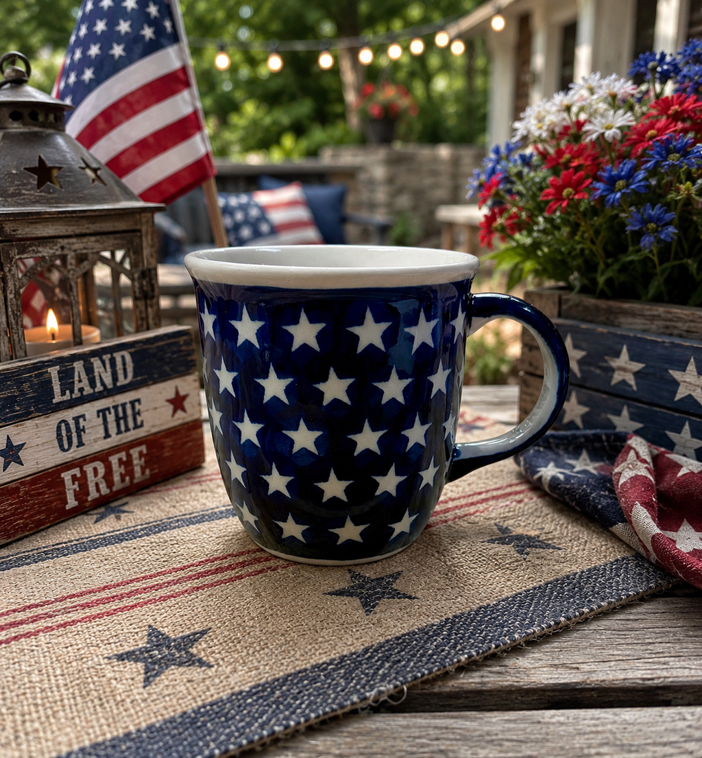 Polish Pottery Zaklady Mug - Traditional Stars