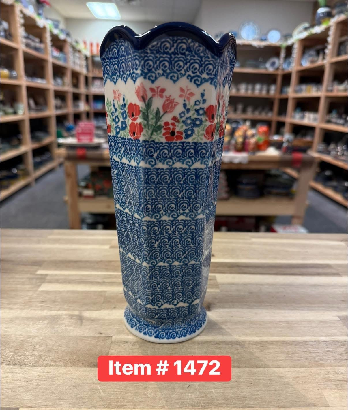 Polish Pottery Traditional(Red Poppy) Vase