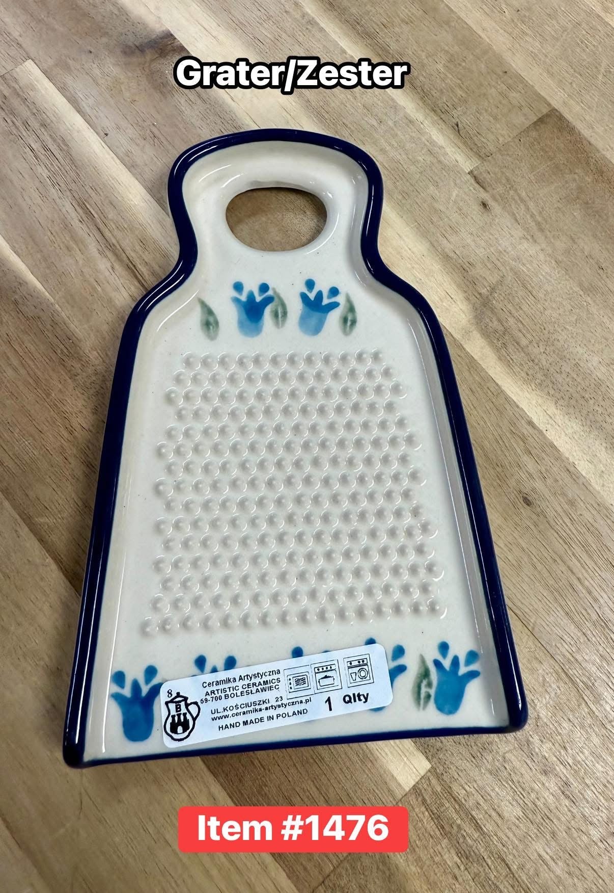 Polish Pottery Traditional(Blue Tulip) Grater/Zester