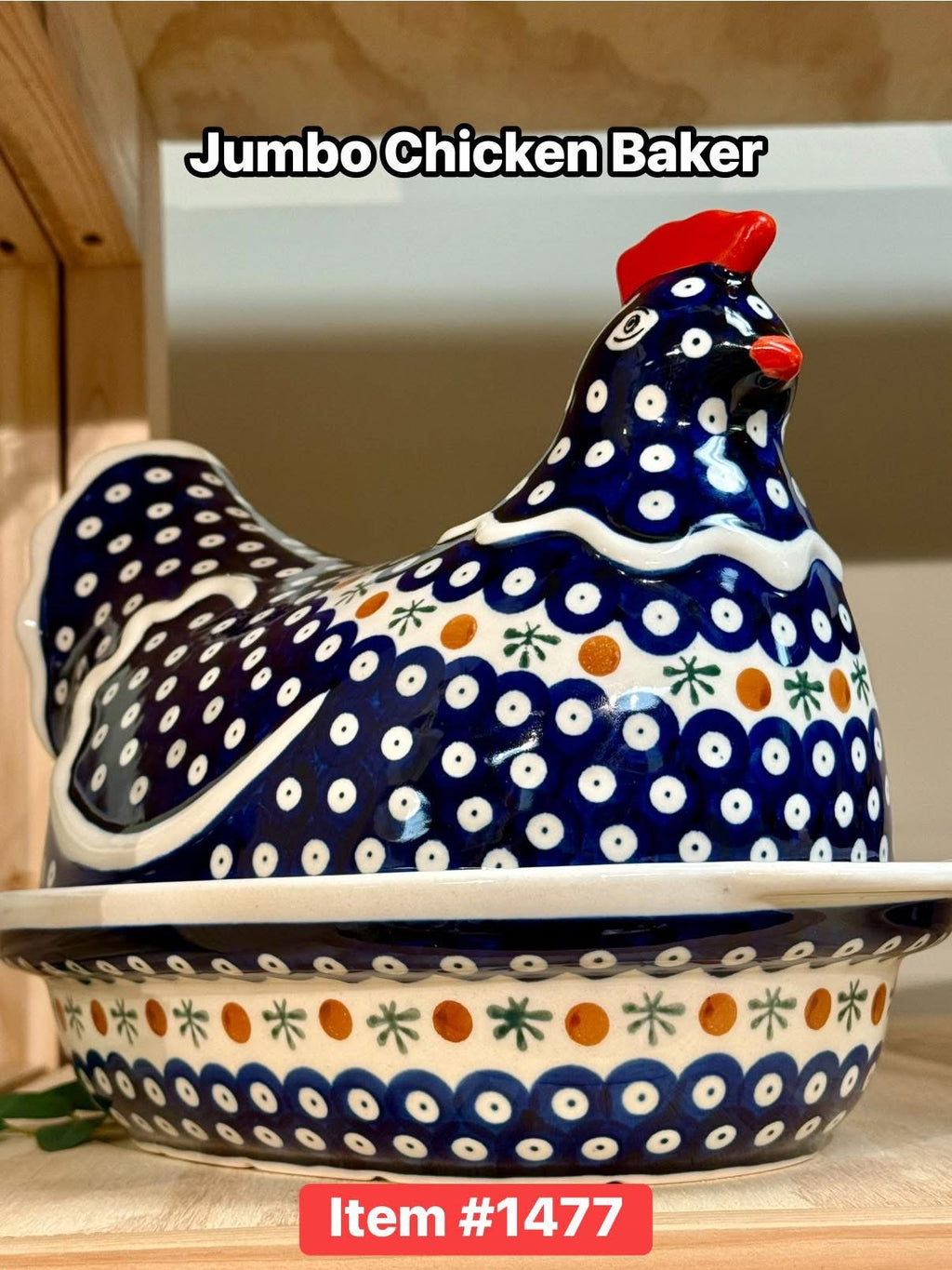 Polish Pottery Traditional(Mosquito) Jumbo Chicken Baker