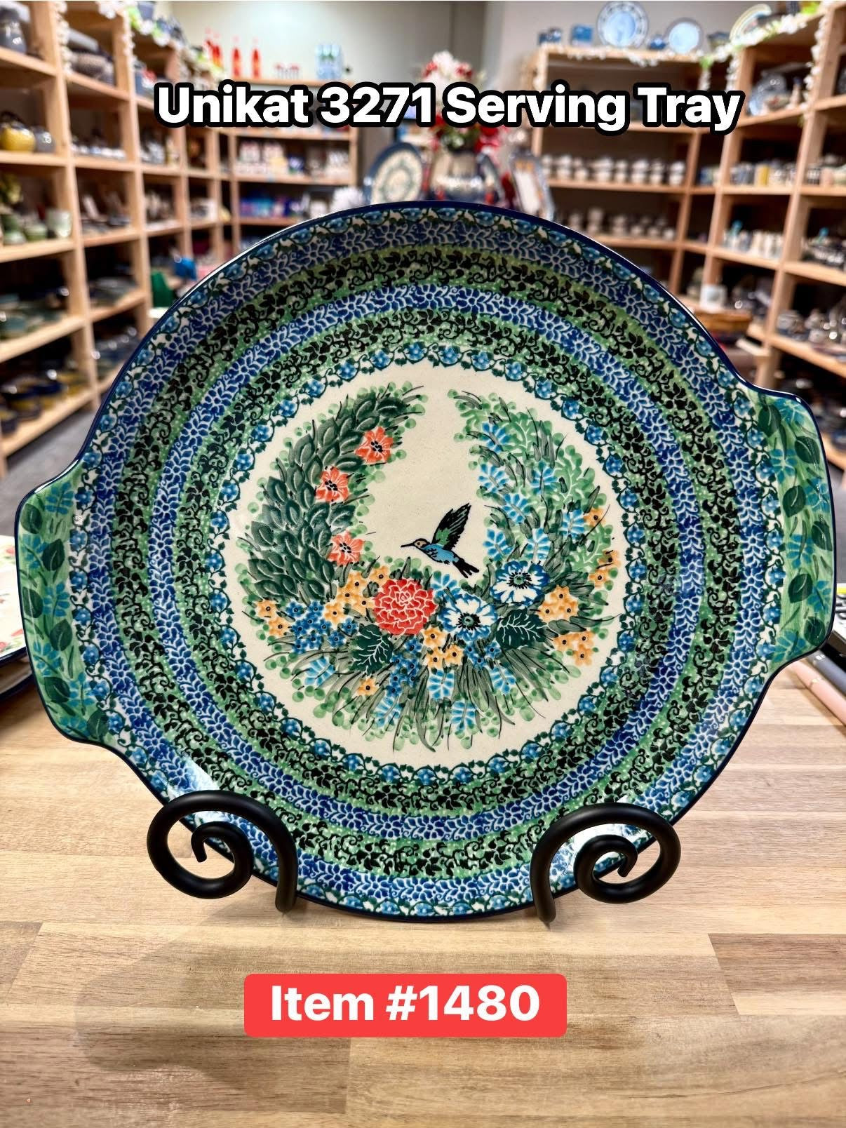 Polish Pottery Unikat 3271(Hummingbird) Tray