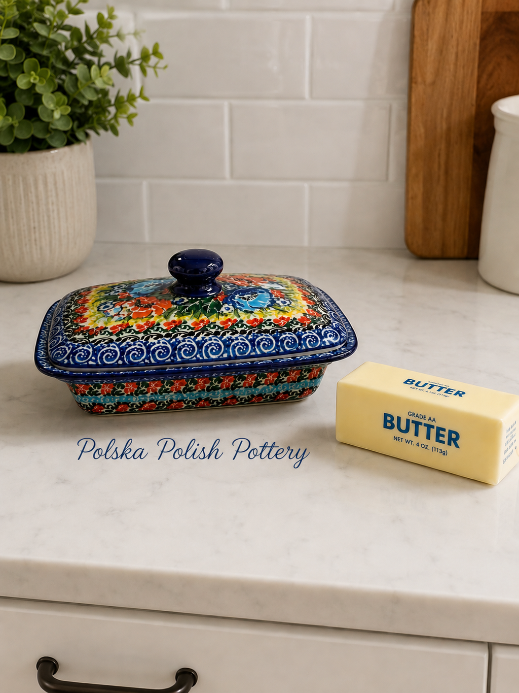 Polish Pottery Butter Dish - Unikat 4396
