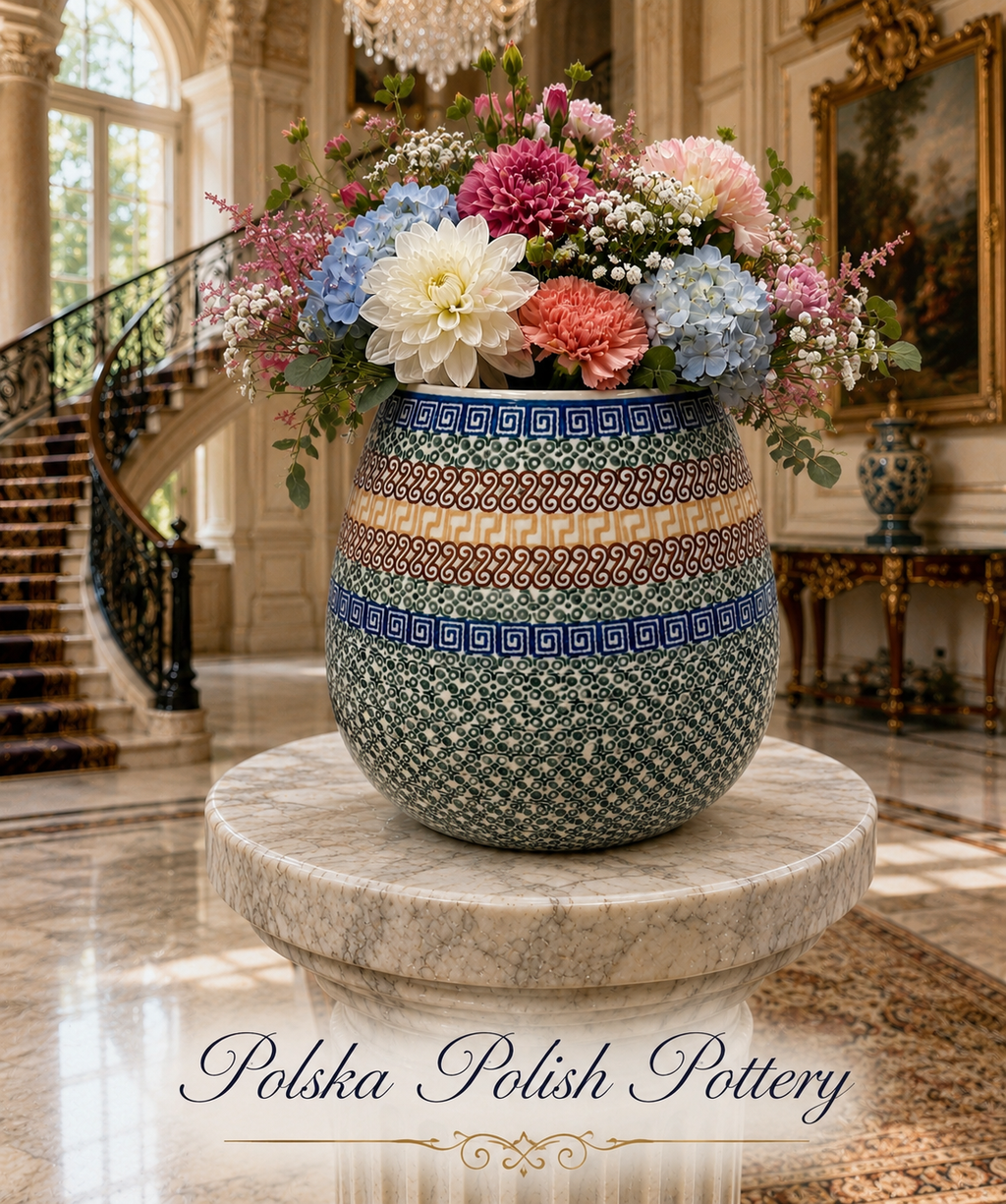 Polish Pottery Vase - Traditional Multi