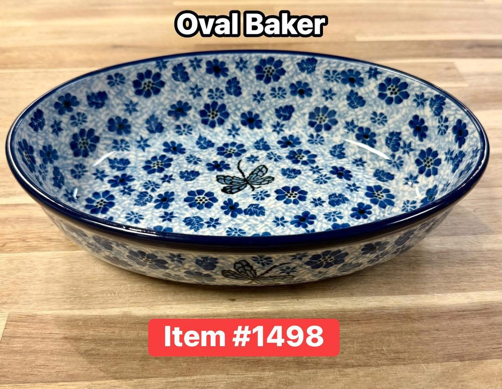 Polish Pottery Traditional(Bl. Dragonfly) Oval Baker